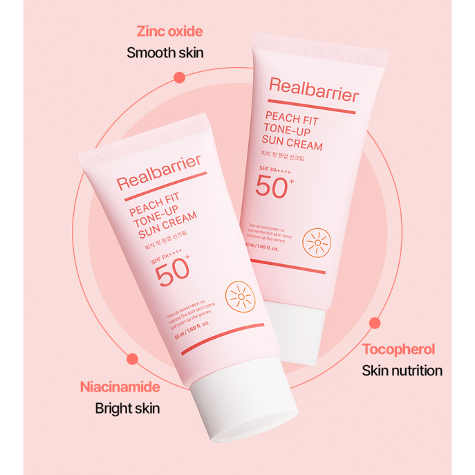 Real Barrier Peach Fit Tone-Up Sun Cream SPF 50+ 50ml